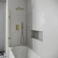 Drench J Shaped Shower Bath with Panel & Shower Screen