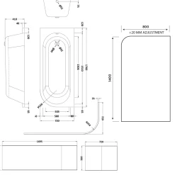 Drench J Shaped Shower Bath with Panel & Shower Screen