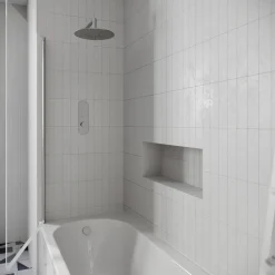Drench J Shaped Shower Bath with Panel & Shower Screen