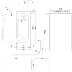 Drench J Shaped Shower Bath with Panel & Matt Black Shower Screen - 1700mm