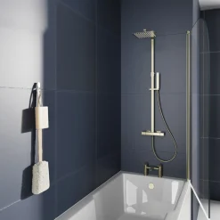 Drench Keyhole Shower Bath & Brushed Brass Shower Screen