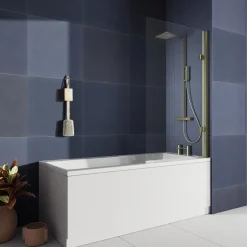 Drench Keyhole Shower Bath & Brushed Brass Shower Screen