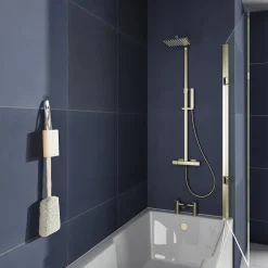Drench Keyhole Shower Bath & Brushed Brass Shower Screen