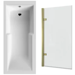 Drench Keyhole Shower Bath & Brushed Brass Shower Screen