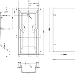 Drench Keyhole Shower Bath & Brushed Brass Shower Screen