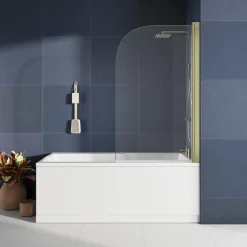 Drench Keyhole Shower Bath & Brushed Brass Shower Screen