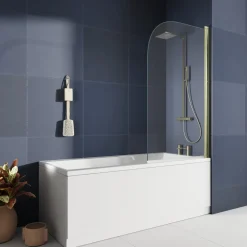 Drench Keyhole Shower Bath & Brushed Brass Shower Screen