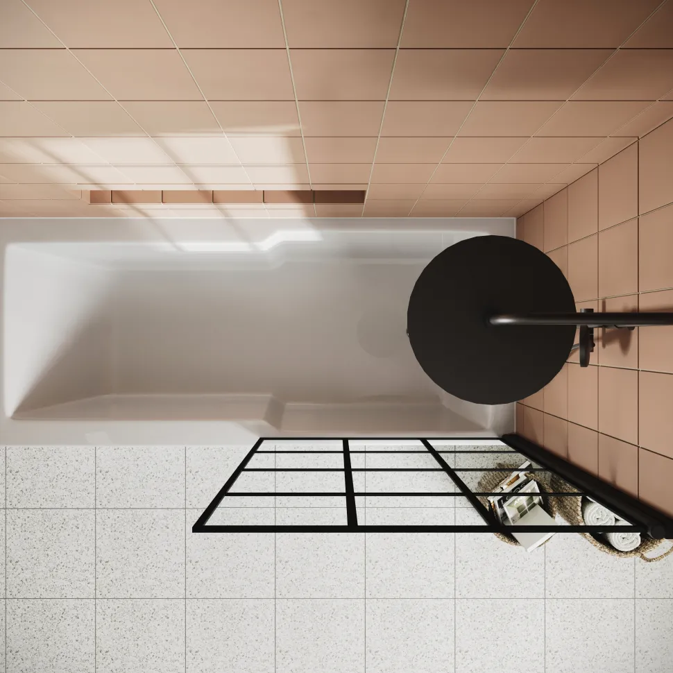 Drench Keyhole Shower Bath & Matt Black Shower Screen