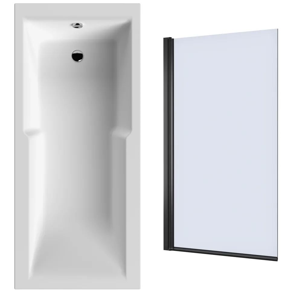 Drench Keyhole Shower Bath & Matt Black Shower Screen