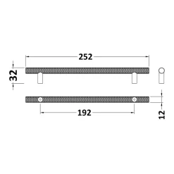 Drench Knurled T Bar Furniture Handle - 192mm Centres
