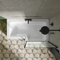 Drench L Shaped Shower Bath with Panel and Shower Screen - 1500mm