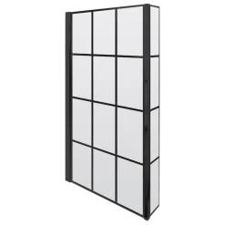 Drench L Shaped Shower Bath with Black Grid Shower Screen & Panel - 1700mm