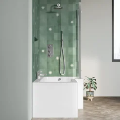Drench L Shaped Shower Bath with Panel and Shower Screen - 1700mm