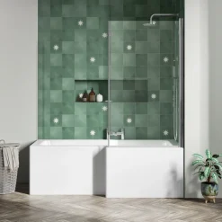 Drench L Shaped Shower Bath with Panel and Shower Screen - 1700mm