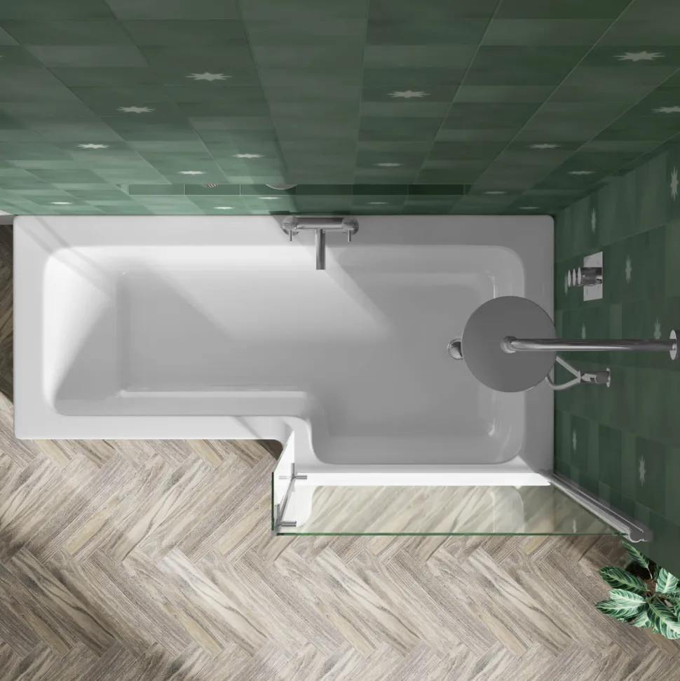 Drench L Shaped Shower Bath with Panel and Shower Screen - 1700mm