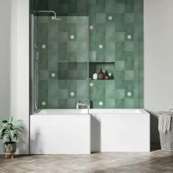 Drench L Shaped Shower Bath with Panel and Shower Screen - 1700mm