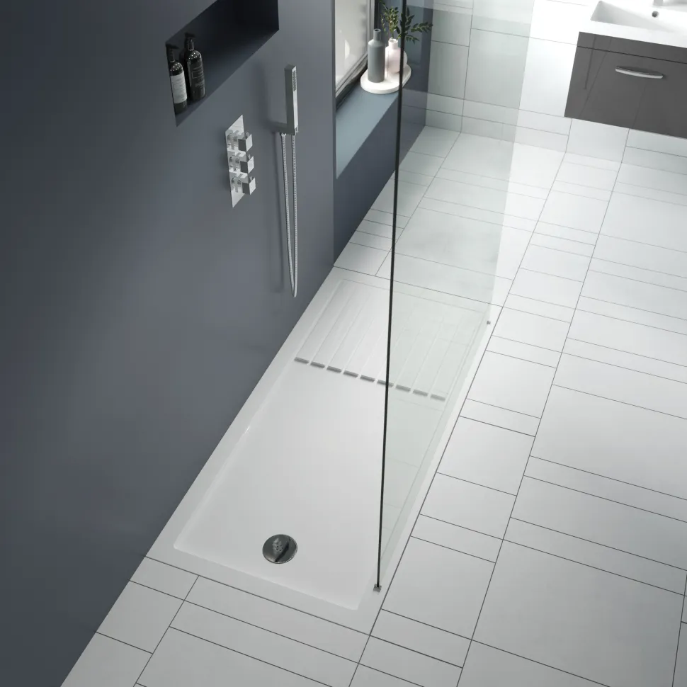 Drench MineralStone Walk In Shower Tray with Draining Area