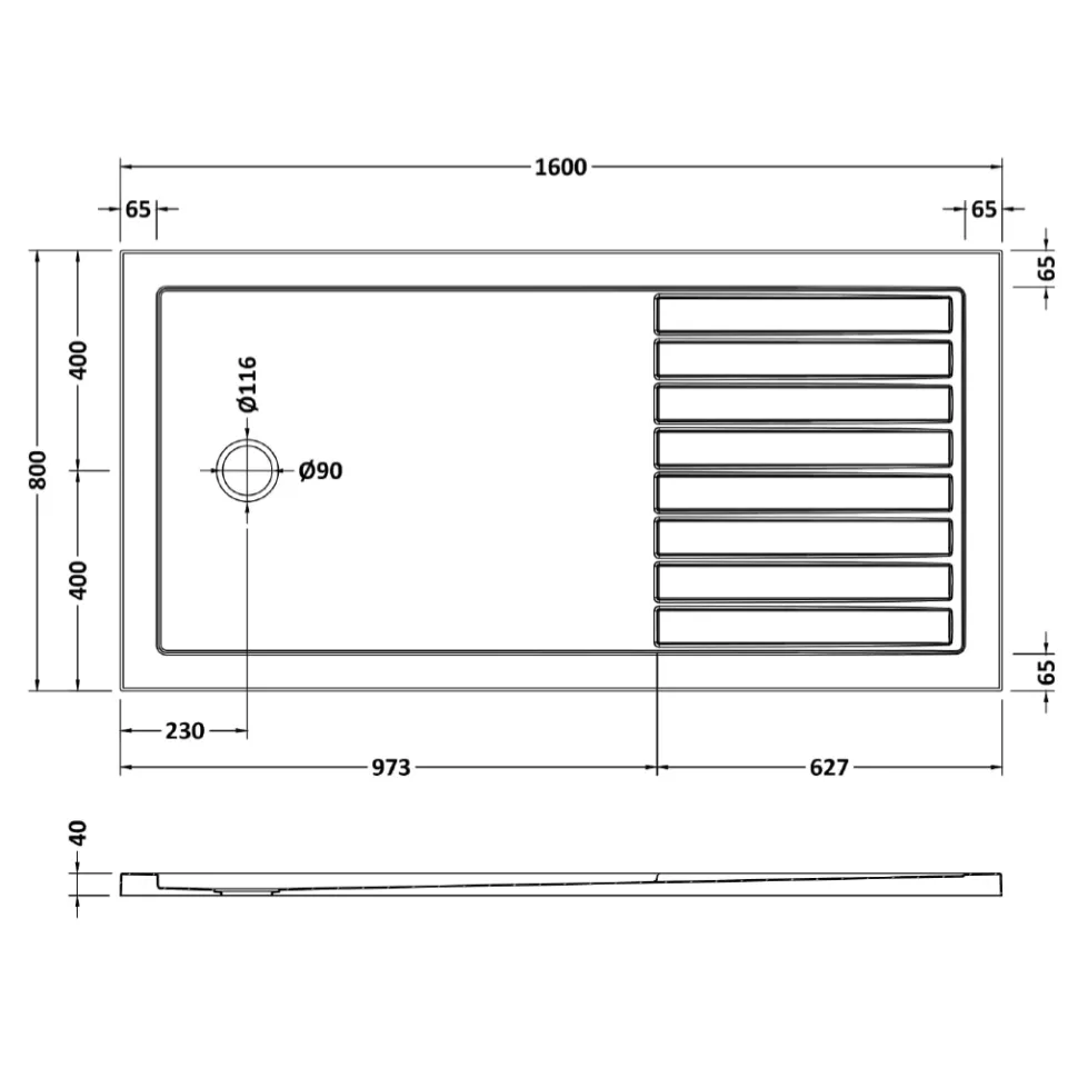 Drench MineralStone Walk In Shower Tray with Draining Area