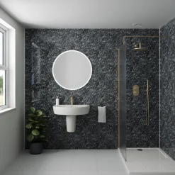 Drench Naturals Black Marble PVC Waterproof Bathroom Wall Panel - 1000 x 2400mm