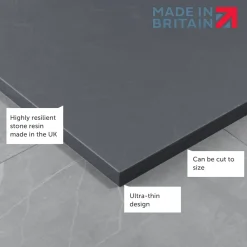 Drench Naturals Dark Grey Thin Slate-Effect Rectangular Shower Tray - 4 Sizes