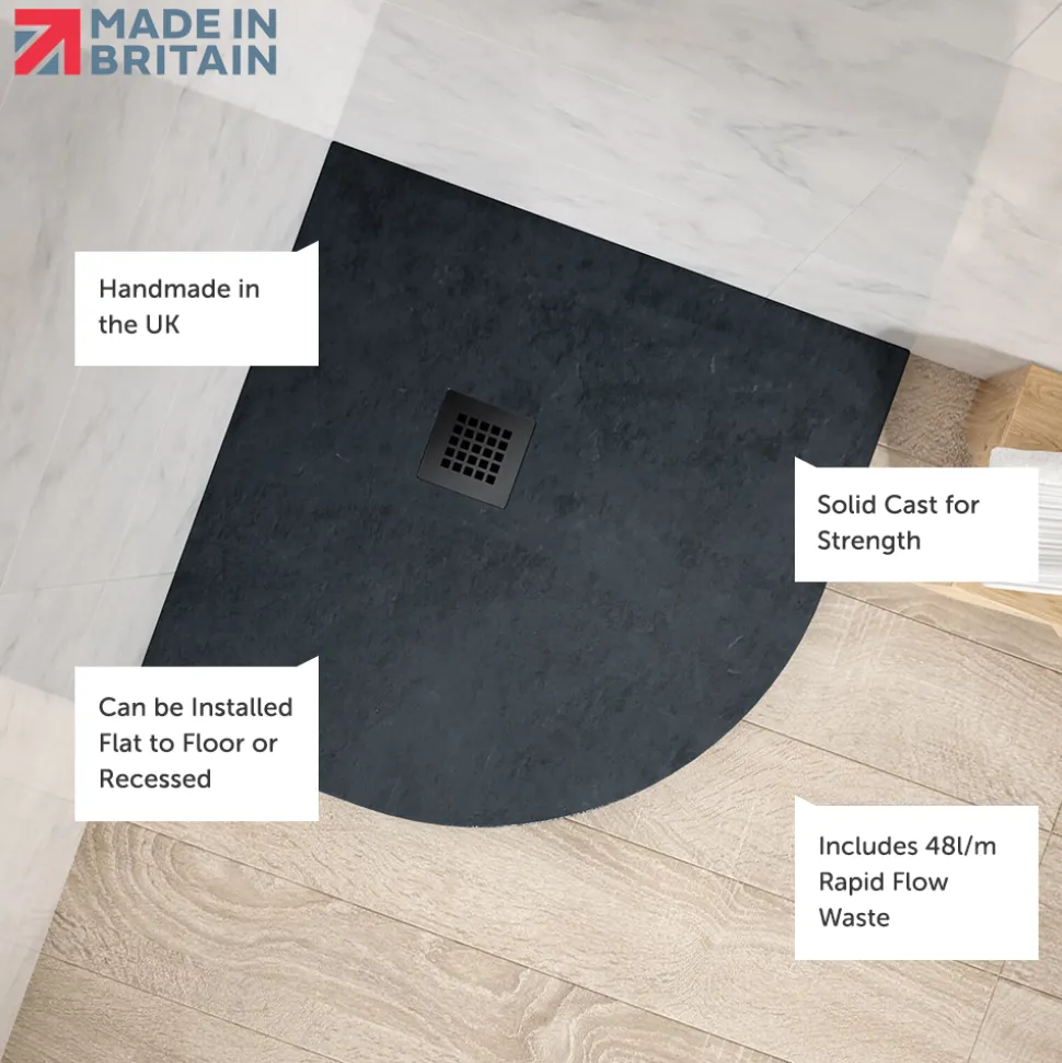 Drench Naturals Graphite Thin Slate-Effect Quadrant Shower Tray