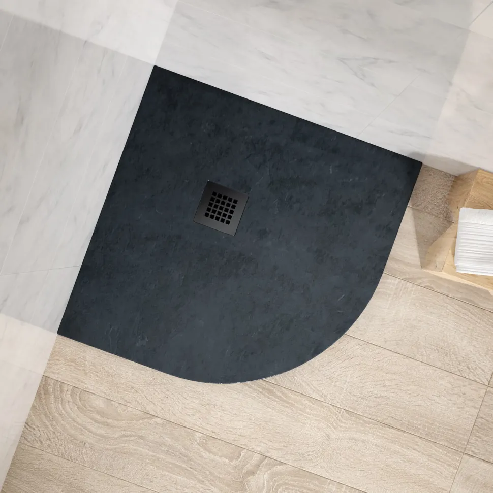 Drench Naturals Graphite Thin Slate-Effect Quadrant Shower Tray