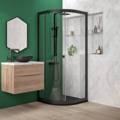 Drench Naturals Graphite Thin Slate-Effect Quadrant Shower Tray