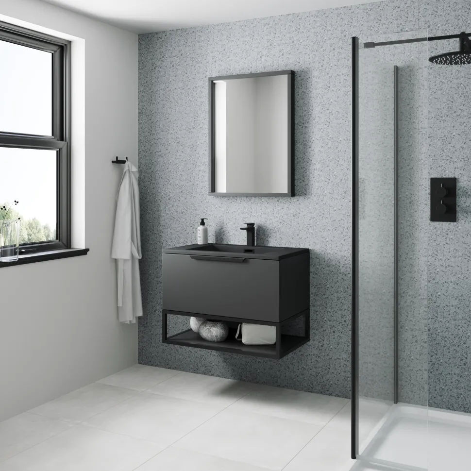Drench Naturals Grey Terrazzo PVC Waterproof Bathroom Wall Panel - 1000 x 2400mm