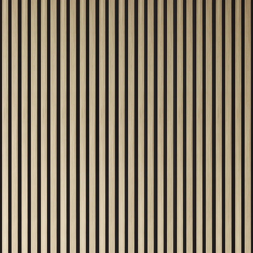 Drench Naturals Oak & Black Slatted Wood Waterproof Bathroom Wall Panel - 3 pack