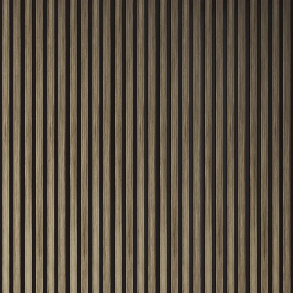 Drench Naturals Walnut & Black Slatted Wood Waterproof Bathroom Wall Panel - 3 pack