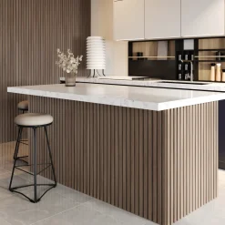 Drench Naturals Walnut Slatted Wood Waterproof Bathroom Wall Panel - 3 pack
