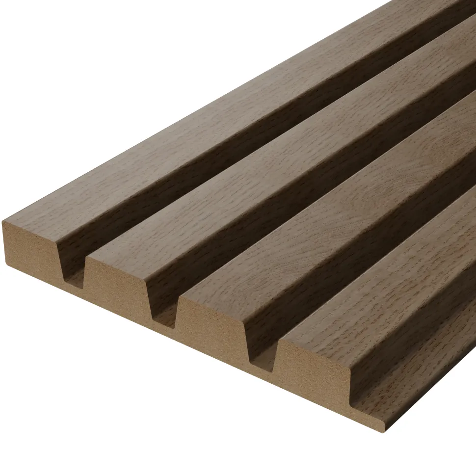 Drench Naturals Walnut Slatted Wood Waterproof Bathroom Wall Panel - 3 pack