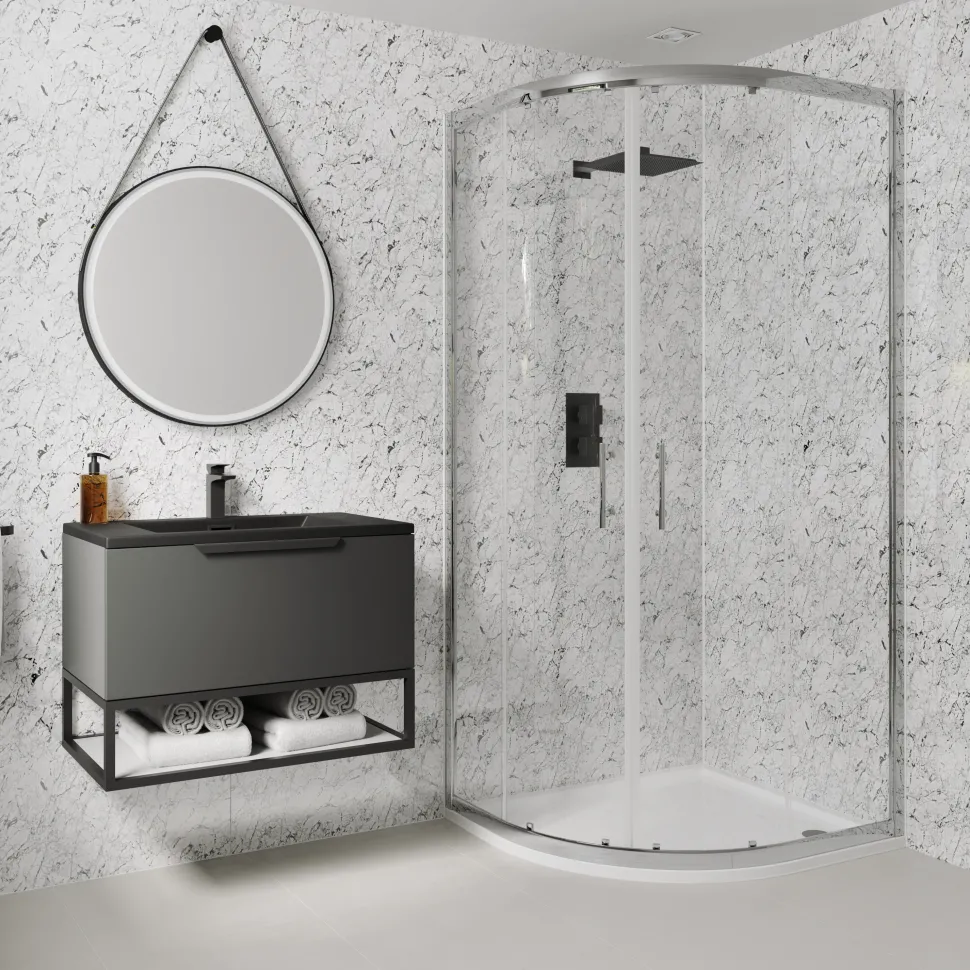 Drench Naturals White Granite PVC Waterproof Bathroom Wall Panel - 1000 x 2400mm