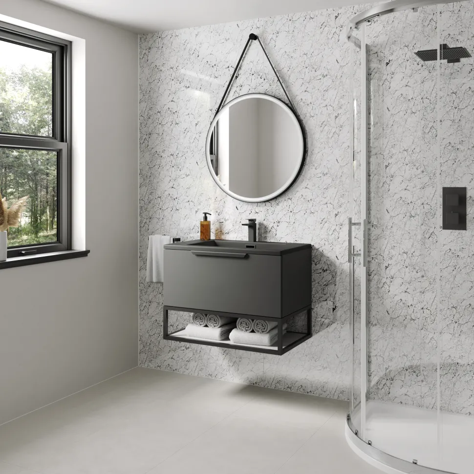 Drench Naturals White Granite PVC Waterproof Bathroom Wall Panel - 1000 x 2400mm