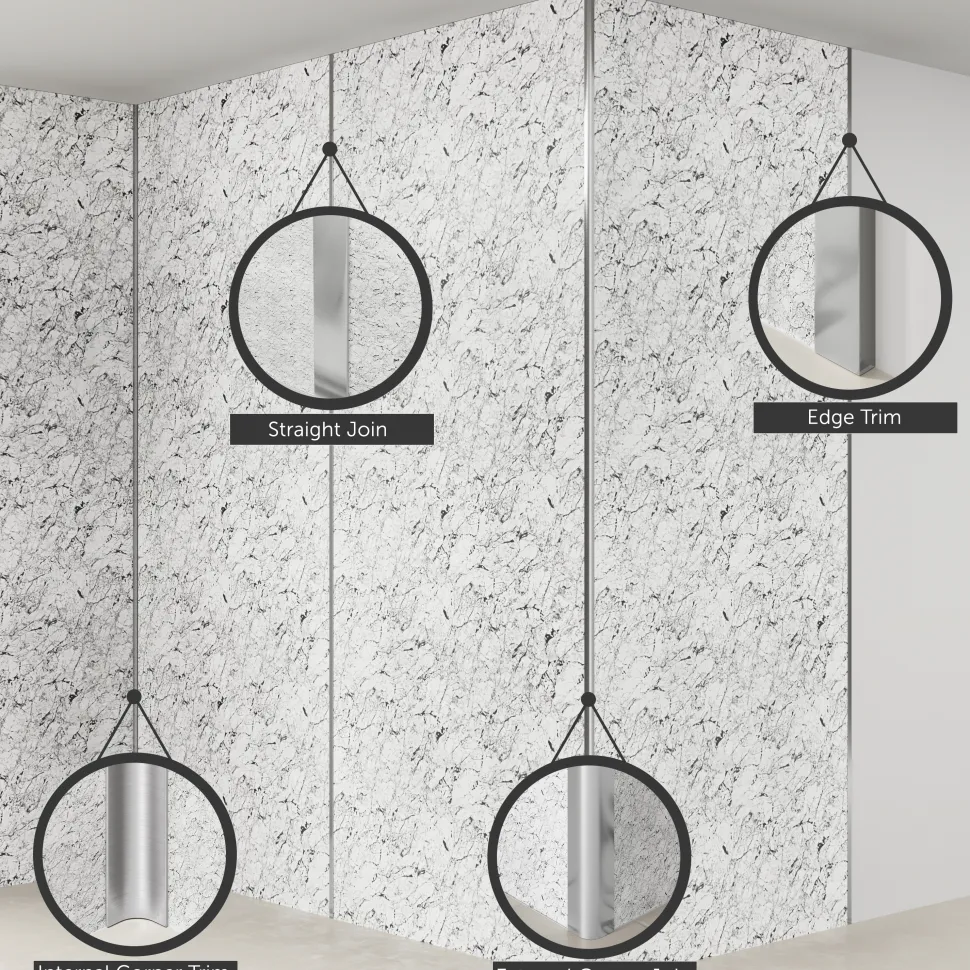 Drench Naturals White Terrazzo PVC Waterproof Bathroom Wall Panel - 1000 x 2400mm