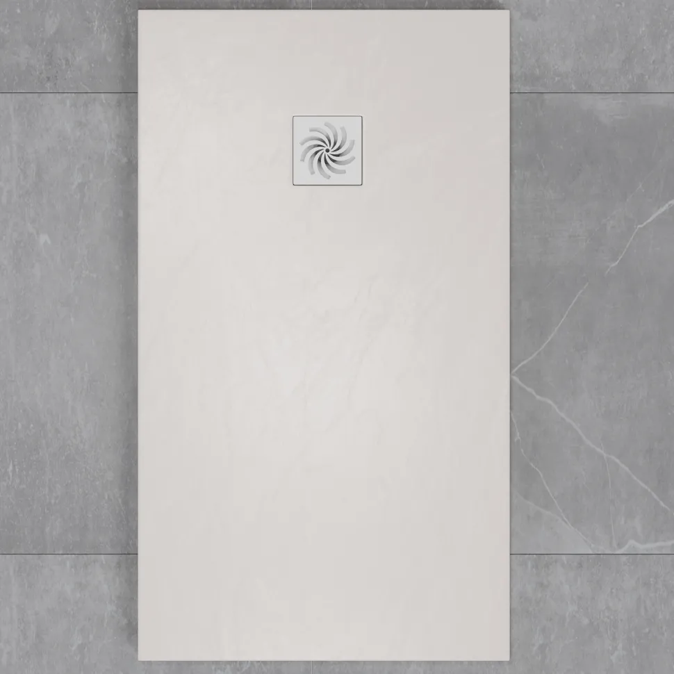 Drench Naturals White Thin Slate-Effect Rectangular Shower Tray - 11 Sizes