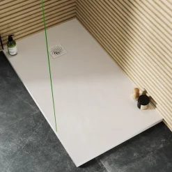 Drench Naturals White Thin Slate-Effect Rectangular Shower Tray - 11 Sizes