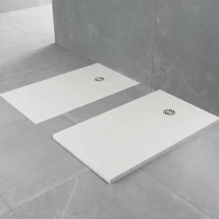 Drench Naturals White Thin Slate-Effect Rectangular Shower Tray - 11 Sizes