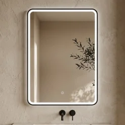 Drench Noir LED Illuminated Black Framed Mirror with Demister Pad - 500 x 700mm