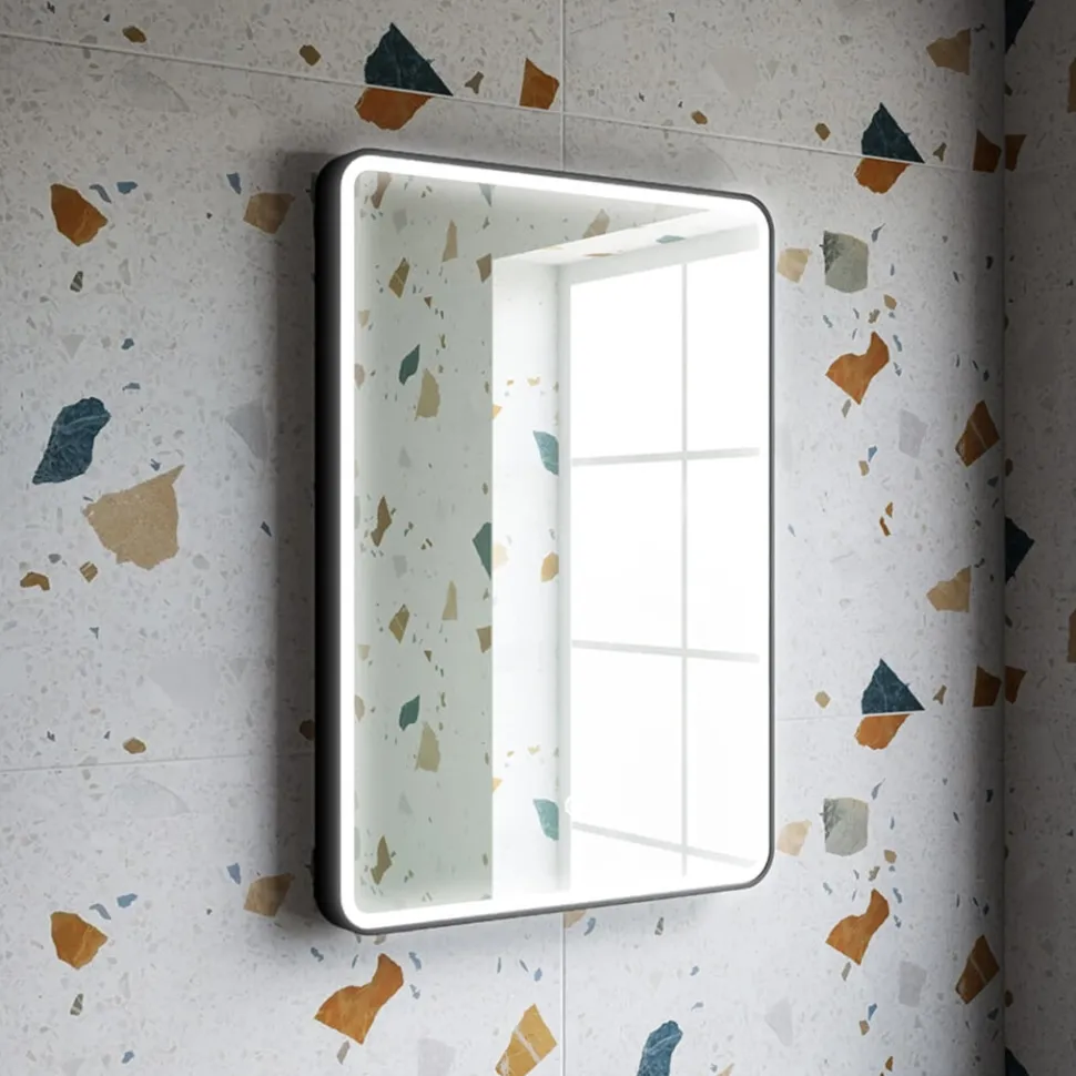 Drench Noir LED Illuminated Black Framed Mirror with Demister Pad - 500 x 700mm