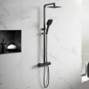 Drench Noir Matt Black Square Exposed Height-Adjustable Rigid Riser Rail Shower System