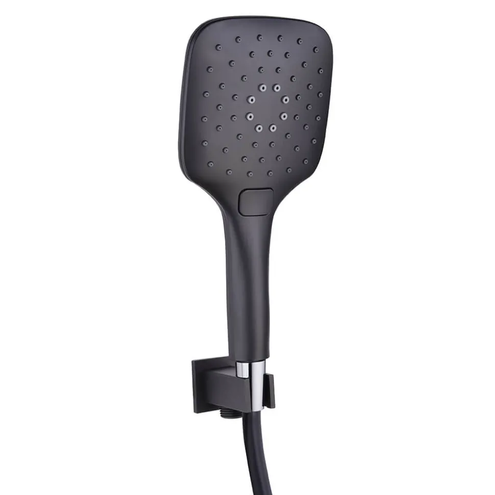 Drench Noir Matt Black Square Concealed Shower System with Fixed Head & Wall Mounted Shower Handset