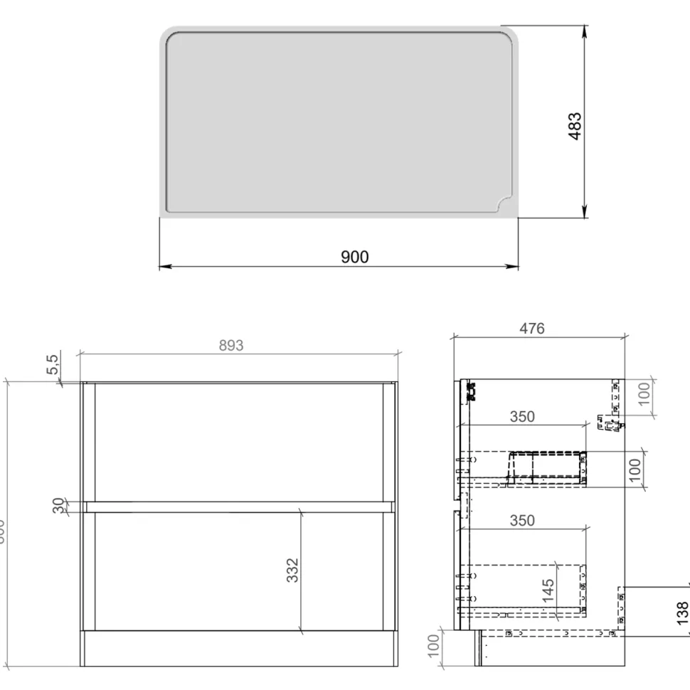 Drench Origin 900mm Floorstanding Vanity Unit & Countertop