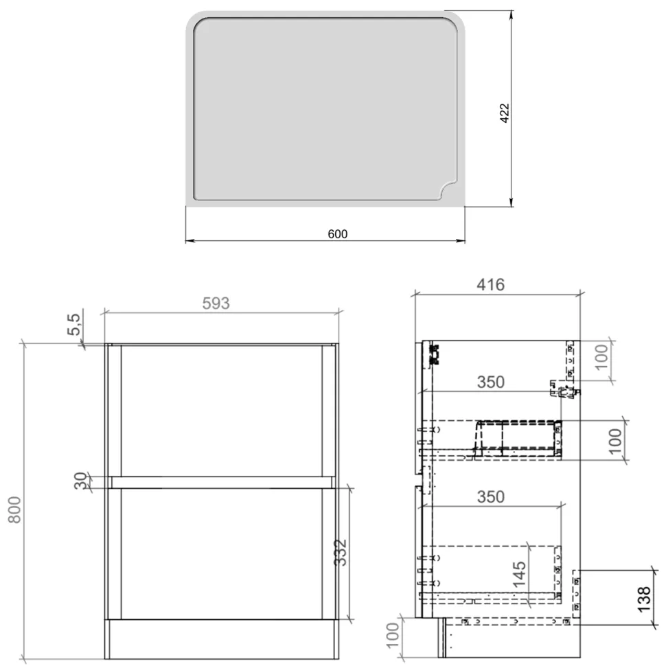 Drench Origin 600mm Floorstanding Vanity Unit & Countertop