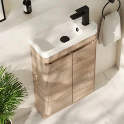 Drench Origin 500mm Fluted Cloakroom Floorstanding Vanity Unit & Basin
