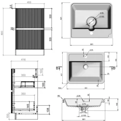 Drench Origin 500mm Fluted Floorstanding Vanity Unit & Basin