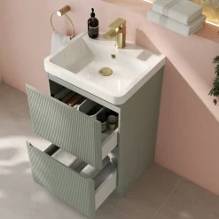 Drench Origin 500mm Fluted Floorstanding Vanity Unit & Basin
