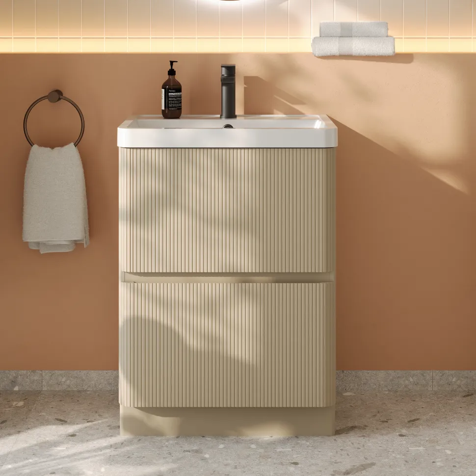 Drench Origin 600mm Fluted Floorstanding Vanity Unit & Basin