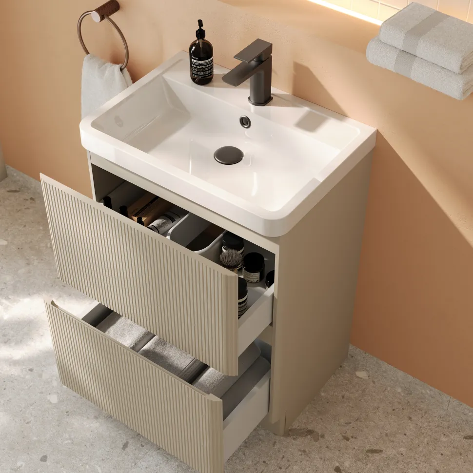 Drench Origin 600mm Fluted Floorstanding Vanity Unit & Basin