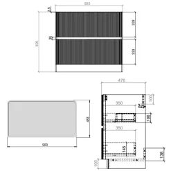 Drench Origin 900mm Fluted Floorstanding Vanity Unit & Countertop